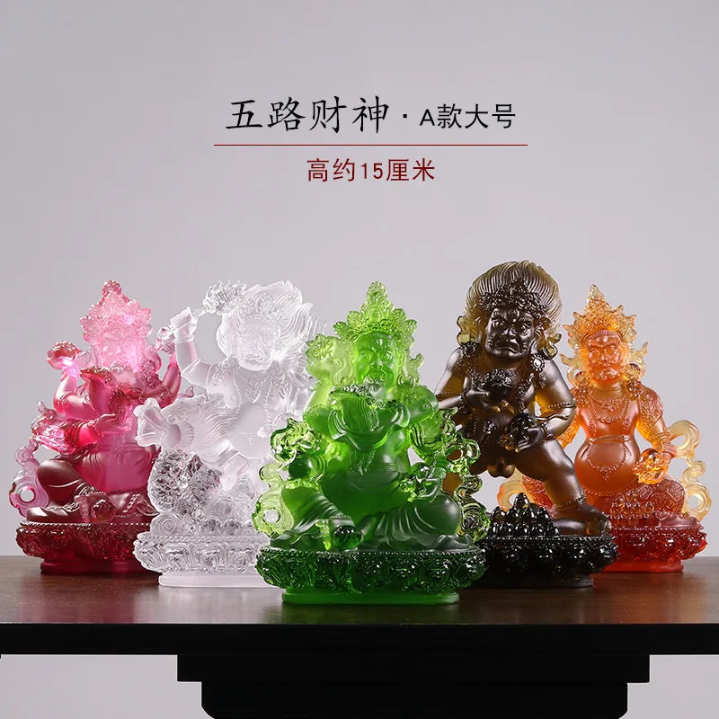 Coloured glaze five colors God of Wealth Buddha Statue Ornament Tibetan Buddhism Tantric Buddha statue