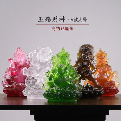 Coloured glaze five colors God of Wealth Buddha Statue Ornament Tibetan Buddhism Tantric Buddha statue