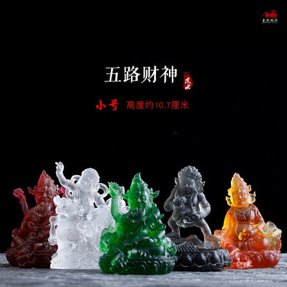 Coloured glaze five colors God of Wealth Buddha Statue Ornament Tibetan Buddhism Tantric Buddha statue