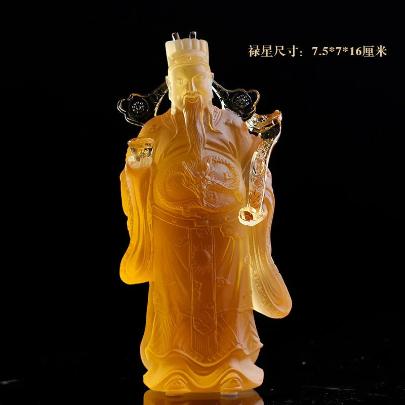 Coloured glaze good fortune wealth longevity God of Fortune Buddha statue ornament worship gift