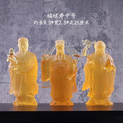 Coloured glaze good fortune wealth longevity God of Fortune Buddha statue ornament worship gift