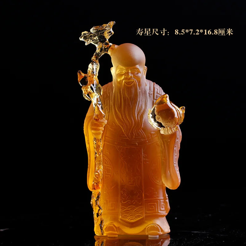 Coloured glaze good fortune wealth longevity God of Fortune Buddha statue ornament worship gift