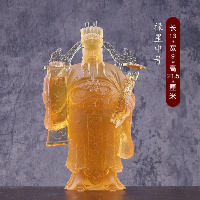 Coloured glaze good fortune wealth longevity God of Fortune Buddha statue ornament worship gift