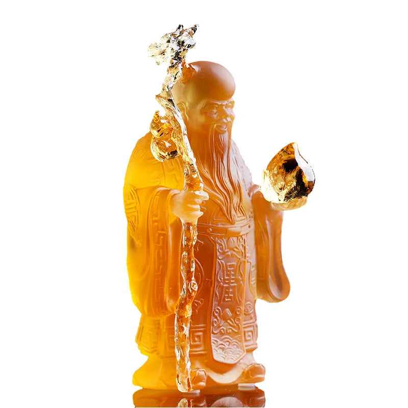 Coloured glaze good fortune wealth longevity God of Fortune Buddha statue ornament worship gift