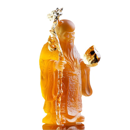 Coloured glaze good fortune wealth longevity God of Fortune Buddha statue ornament worship gift