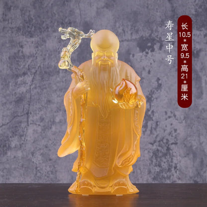 Coloured glaze good fortune wealth longevity God of Fortune Buddha statue ornament worship gift