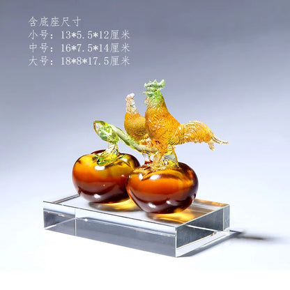 Coloured glaze handicrafts everything goes well persimmon rooster Zodiac ornaments