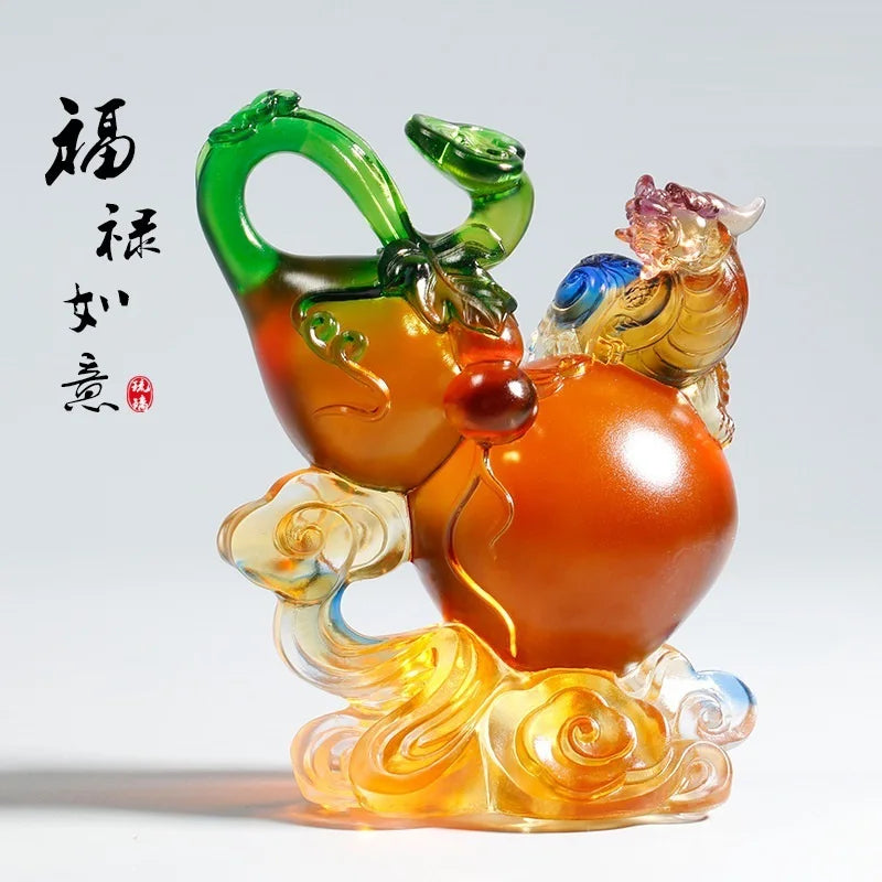 Coloured glaze home decoration good fortune official pay  wishful gourd business gift store opening gift New house housewarming