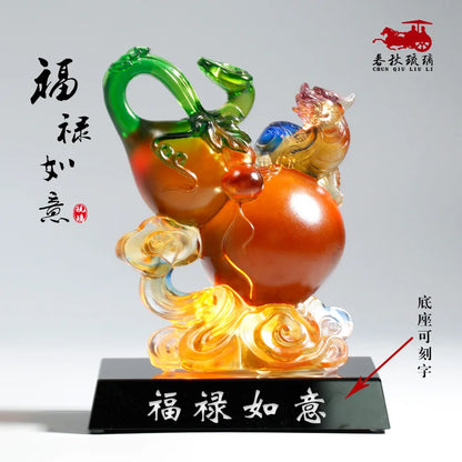 Coloured glaze home decoration good fortune official pay  wishful gourd business gift store opening gift New house housewarming