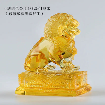 Coloured glaze lion ornament wealth power lion desk decoration Chinese gifts Souvenir Crafts