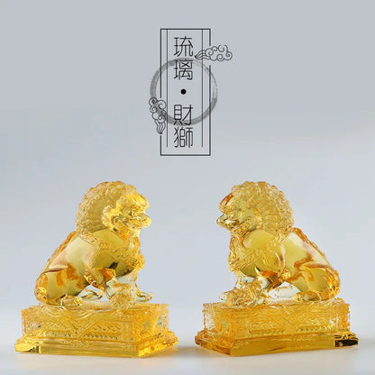 Coloured glaze lion ornament wealth power lion desk decoration Chinese gifts Souvenir Crafts