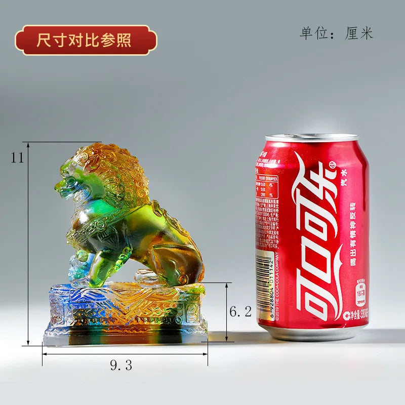 Coloured glaze lion ornament wealth power lion desk decoration Chinese gifts Souvenir Crafts
