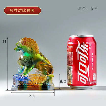 Coloured glaze lion ornament wealth power lion desk decoration Chinese gifts Souvenir Crafts