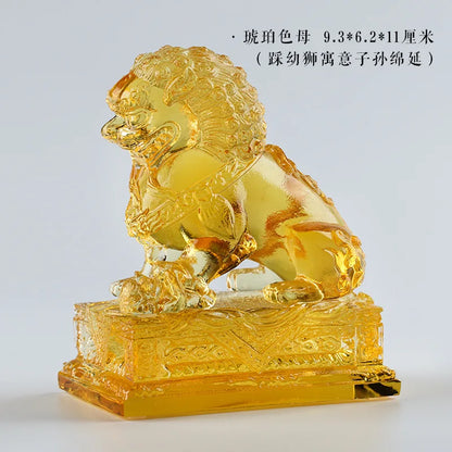 Coloured glaze lion ornament wealth power lion desk decoration Chinese gifts Souvenir Crafts