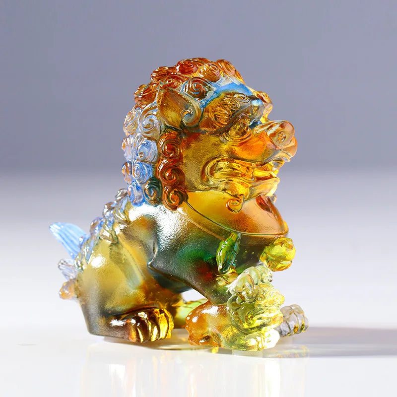 Coloured glaze lion ornaments power pedal the universe long-lasting descendants