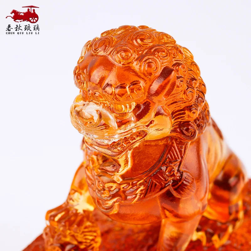 Coloured glaze lion seal ornament study home decoration crafts gift creative Can be engraved