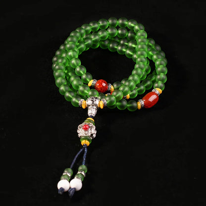 Coloured glaze rosary Bracelets Buddha beads Red agate silver bracelet Zen pendant