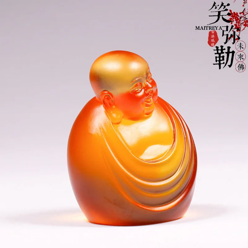 Coloured glaze smiling Maitreya ornament Maitreya future buddha crafts Buddhist gifts