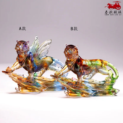 Coloured glaze tiger ornament Chinese Zodiac even more powerful Gift decoration crafts