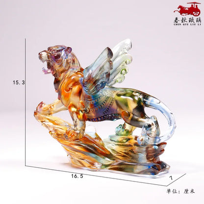 Coloured glaze tiger ornament Chinese Zodiac even more powerful Gift decoration crafts