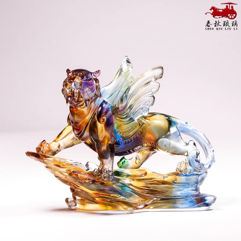 Coloured glaze tiger ornament Chinese Zodiac even more powerful Gift decoration crafts