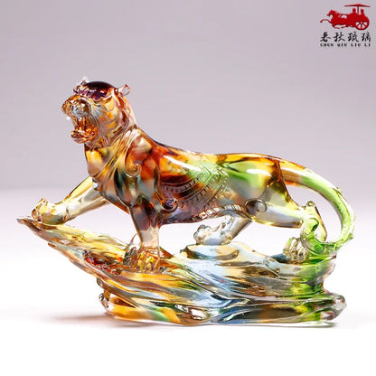 Coloured glaze tiger ornament Chinese Zodiac even more powerful Gift decoration crafts
