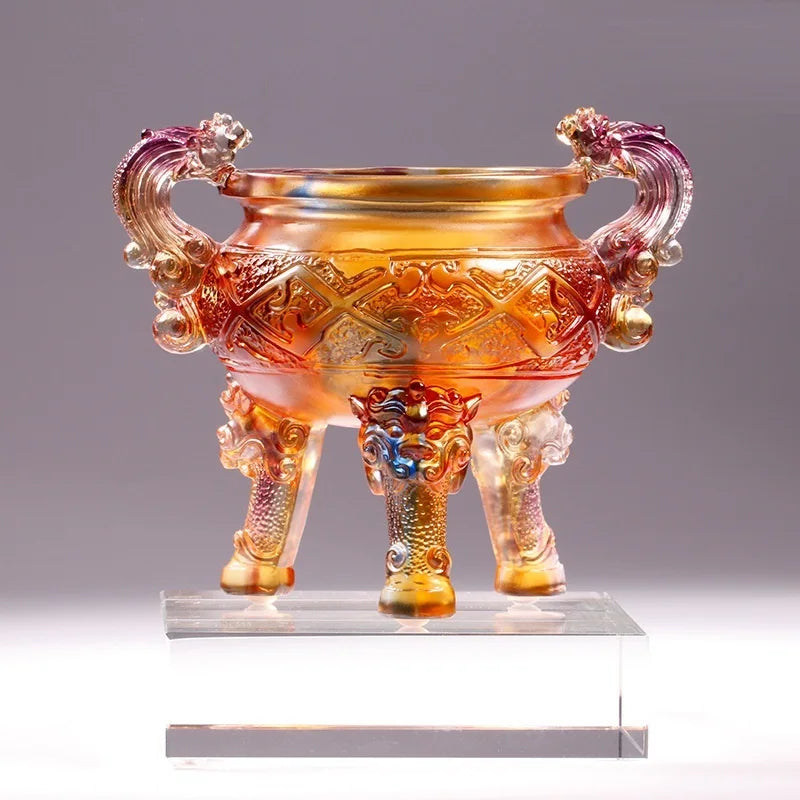 Coloured glaze tripod  ornament Ding gift a solemn promise decoration
