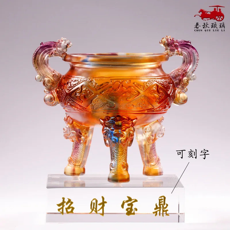 Coloured glaze tripod  ornament Ding gift a solemn promise decoration