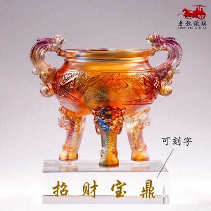 Coloured glaze tripod  ornament Ding gift a solemn promise decoration