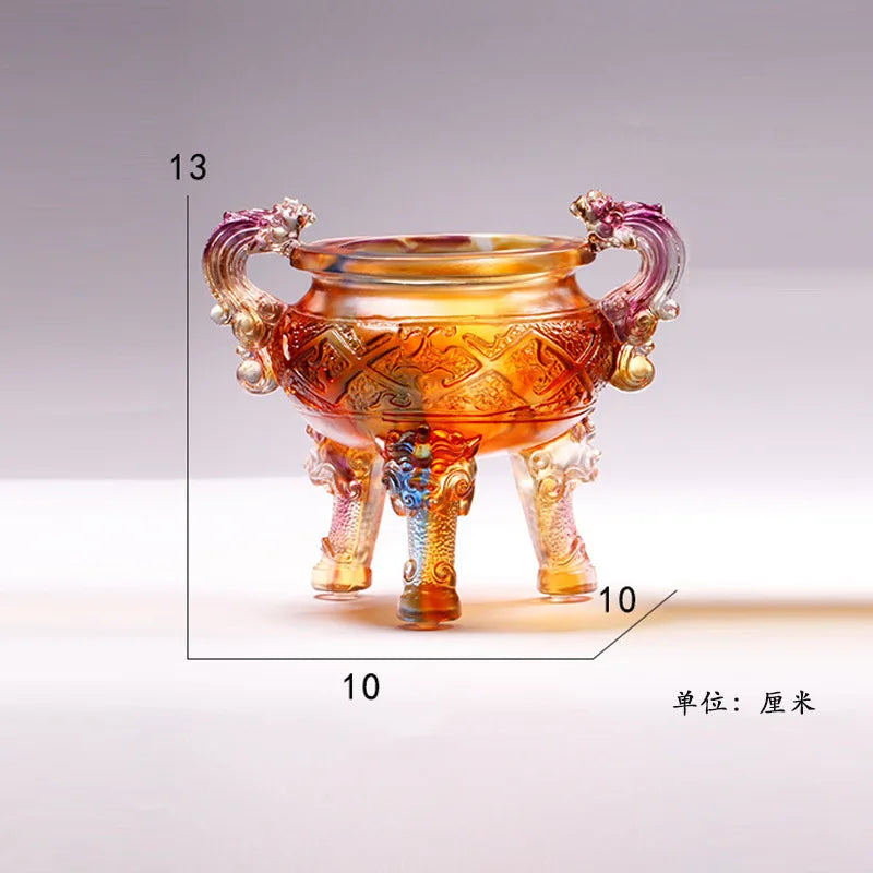 Coloured glaze tripod  ornament Ding gift a solemn promise decoration