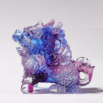 Coloured glaze unicorn ornament Home Entrance Decorations Kirin Gift Crafts Chinese gift