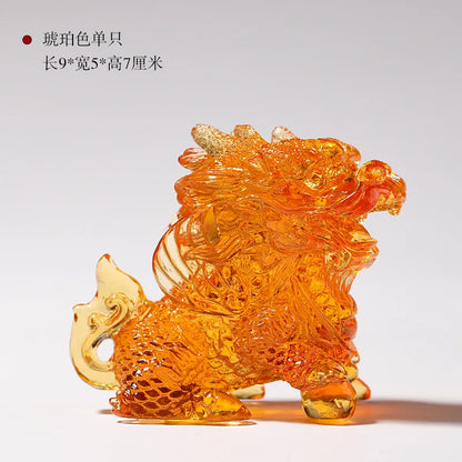 Coloured glaze unicorn ornament Home Entrance Decorations Kirin Gift Crafts Chinese gift