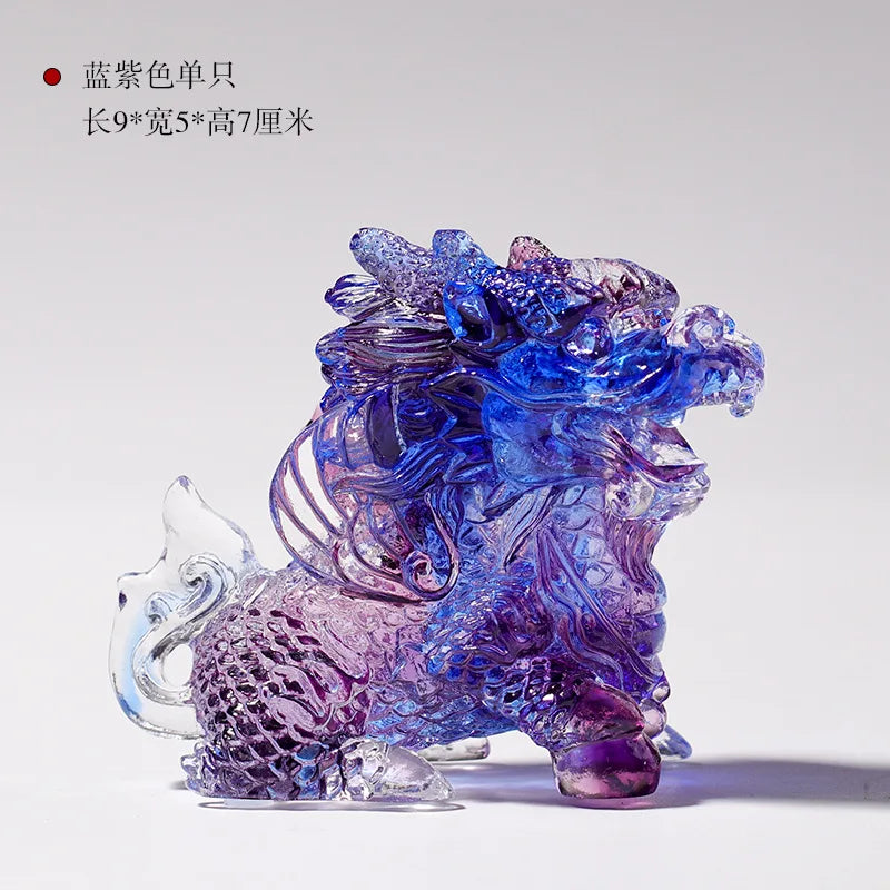Coloured glaze unicorn ornament Home Entrance Decorations Kirin Gift Crafts Chinese gift