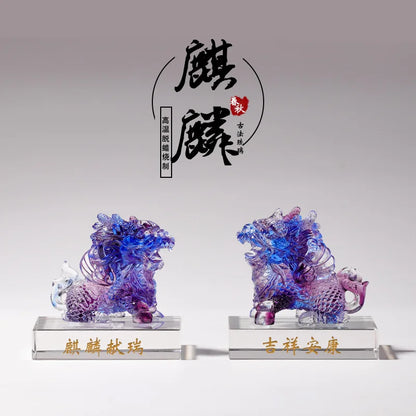 Coloured glaze unicorn ornament Home Entrance Decorations Kirin Gift Crafts Chinese gift