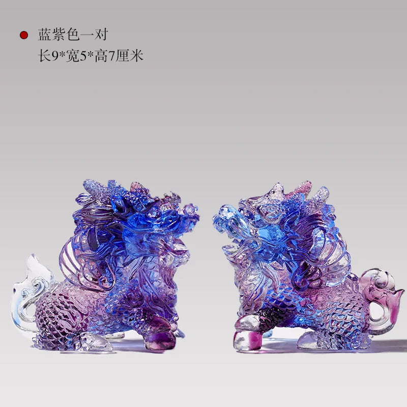 Coloured glaze unicorn ornament Home Entrance Decorations Kirin Gift Crafts Chinese gift