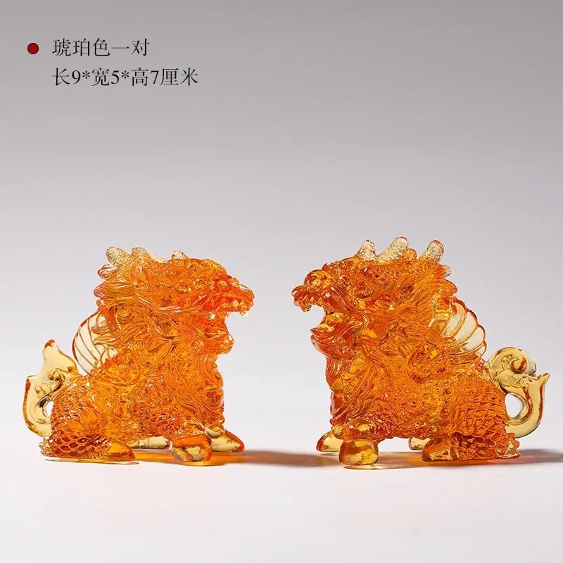 Coloured glaze unicorn ornament Home Entrance Decorations Kirin Gift Crafts Chinese gift