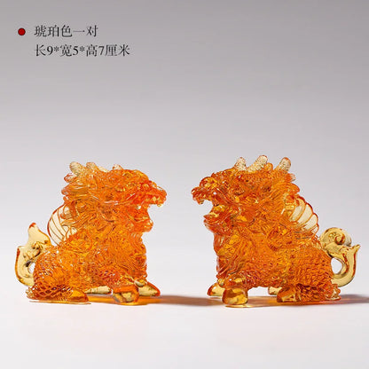 Coloured glaze unicorn ornament Home Entrance Decorations Kirin Gift Crafts Chinese gift