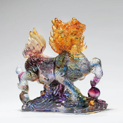 Coloured glaze unicorn ornament kirin crafts exorcise evil bring auspiciousness Family Harmony Kylin