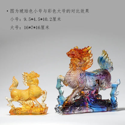 Coloured glaze unicorn ornament kirin crafts exorcise evil bring auspiciousness Family Harmony Kylin