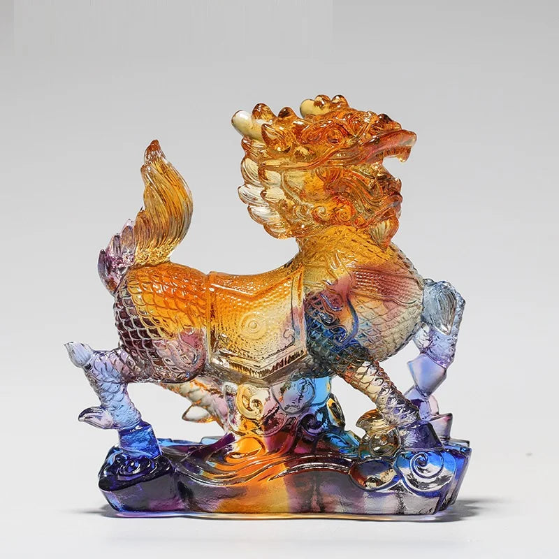 Coloured glaze unicorn ornament kirin crafts exorcise evil bring auspiciousness Family Harmony Kylin