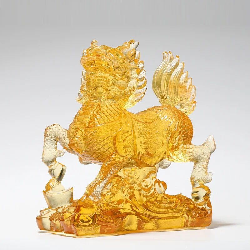 Coloured glaze unicorn ornament kirin crafts exorcise evil bring auspiciousness Family Harmony Kylin
