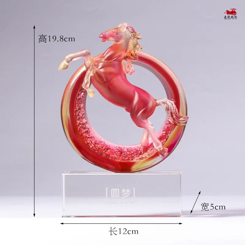 Coloured glaze zodiac horse ornament living room office decoration crafts Lucky decoration birthday present