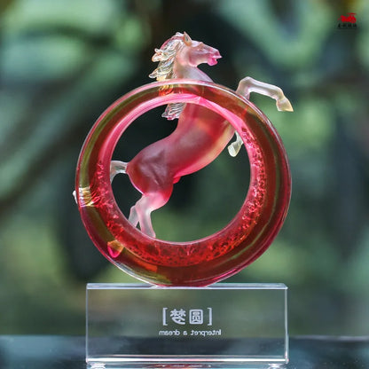 Coloured glaze zodiac horse ornament living room office decoration crafts Lucky decoration birthday present