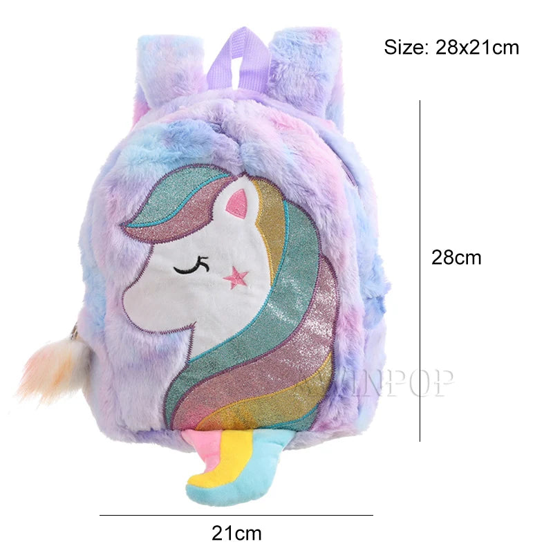 Colourful Bowknot Unicorn Kids Bag for Girls Back To School Cute Plush School Backpack Toddler Child Back Bag Sac A Dos Scolaire