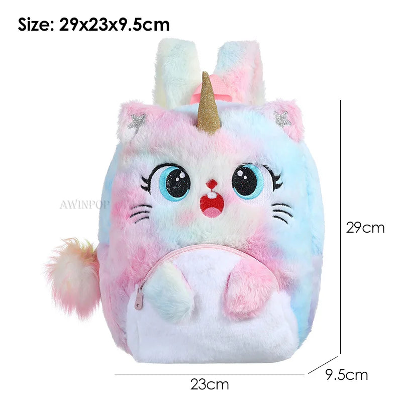 Colourful Bowknot Unicorn Kids Bag for Girls Back To School Cute Plush School Backpack Toddler Child Back Bag Sac A Dos Scolaire