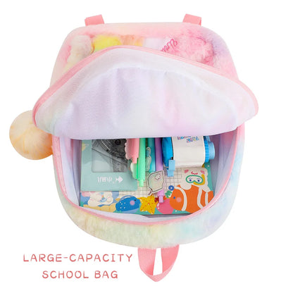 Colourful Bowknot Unicorn Kids Bag for Girls Back To School Cute Plush School Backpack Toddler Child Back Bag Sac A Dos Scolaire