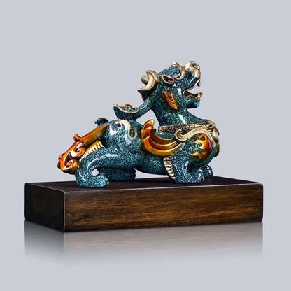 Company home Porch lobby exorcise evil spirit thriving business Good luck Male PI XIU dragon color brass Sculpture Ornament