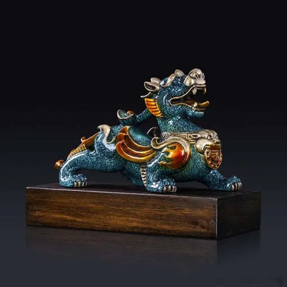 Company home Porch lobby exorcise evil spirit thriving business Good luck Male PI XIU dragon color brass Sculpture Ornament