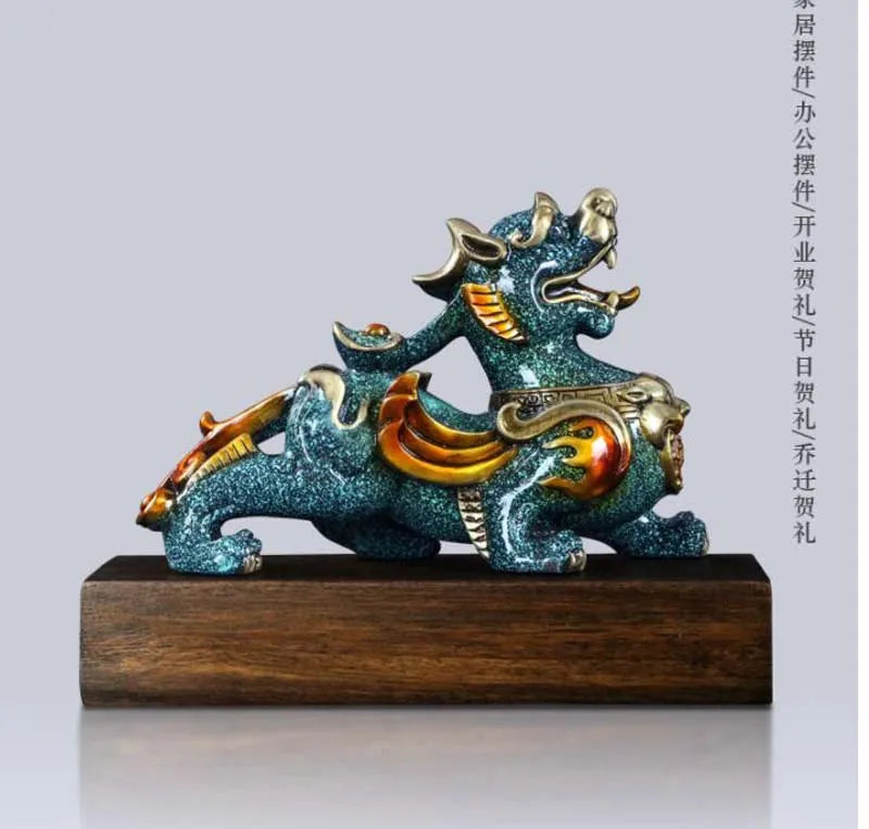 Company home Porch lobby exorcise evil spirit thriving business Good luck Male PI XIU dragon color brass Sculpture Ornament