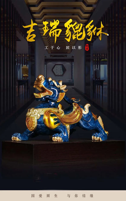 Company home Porch lobby exorcise evil spirit thriving business money Good luck PI XIU dragon brass Sculpture ART Ornament